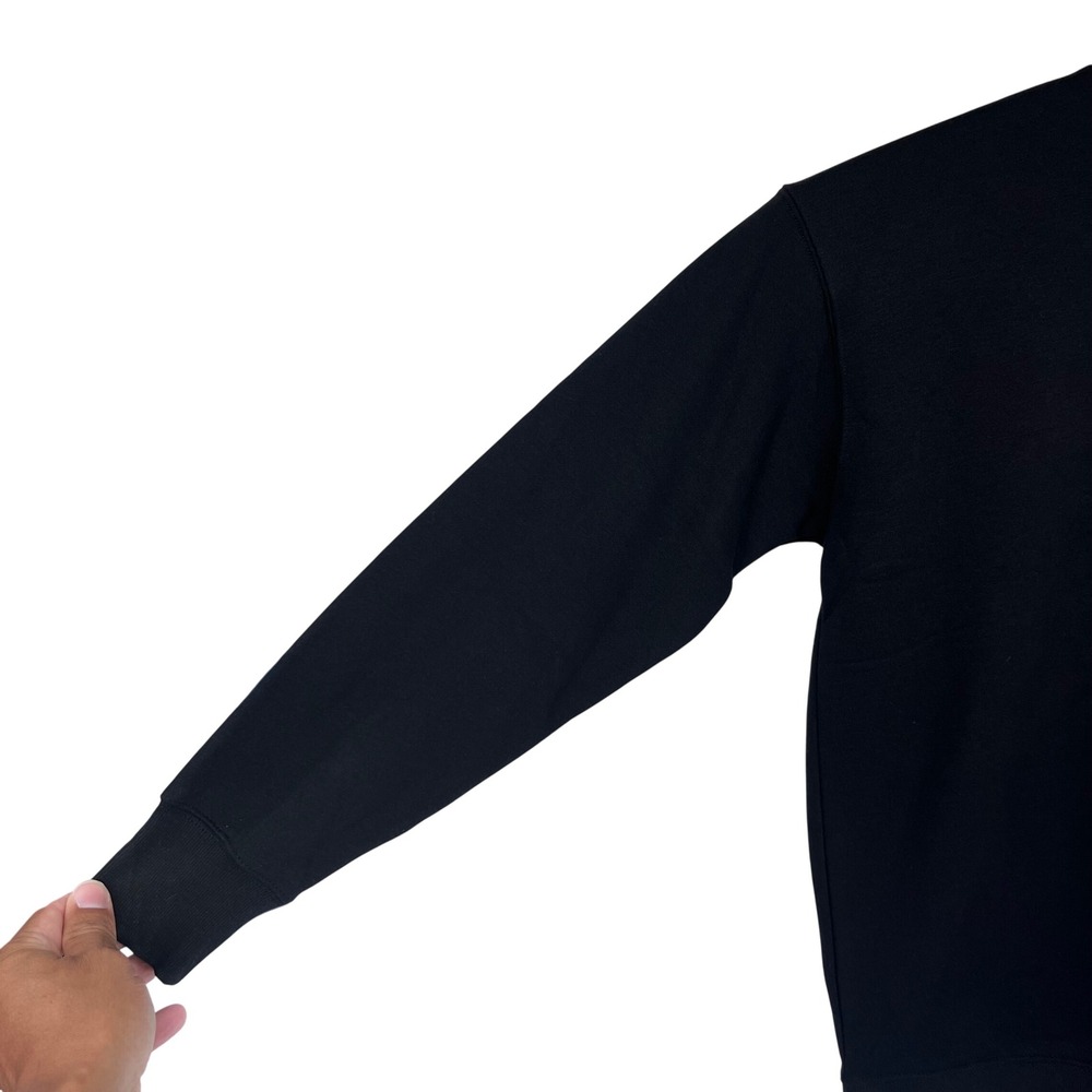 Black Oversized Sweatshirt Women Small  Crewneck Pullover Athleisure Casual - Picture 3 of 10